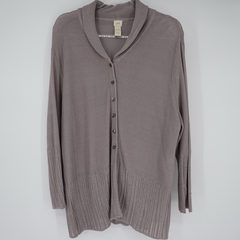J Jill Women's Knit Button Up Cardigan Sweater Large Careerwear Office